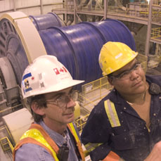 Discussing operations near the SAG mill